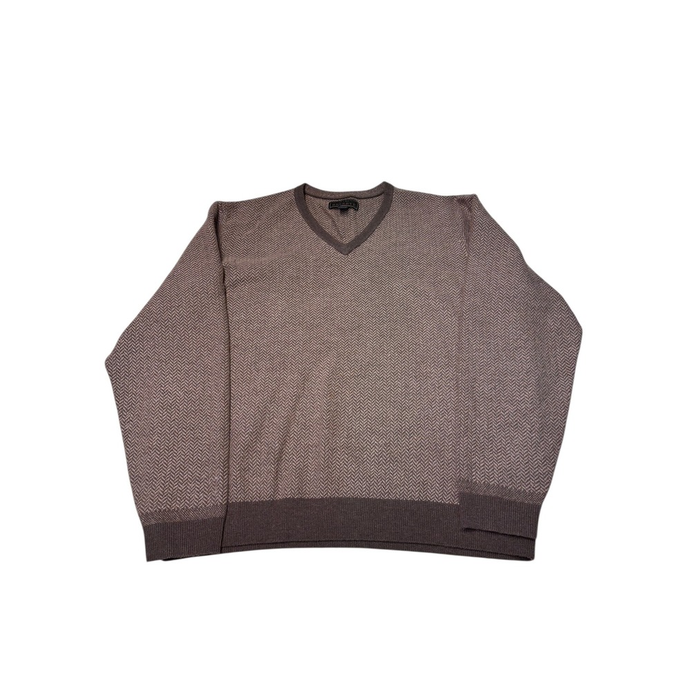 JOS A BANK RESERVE V‎ NECK HERRINGBONE WOOL BLEND SWEATER MENS XL